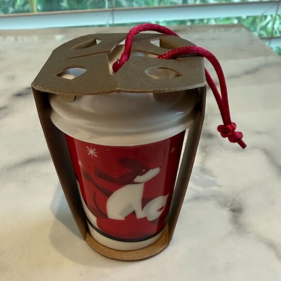 Starbucks Mini Ceramic Ornament Mug – Limited Edition Holiday Sled Design NWT - Picture 1 of 6